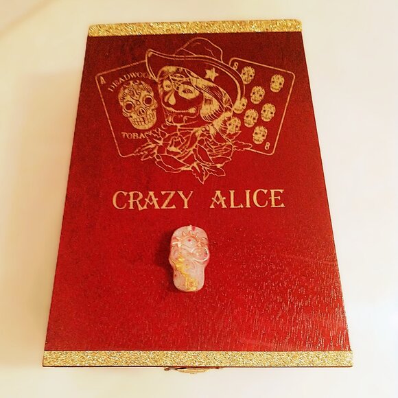 Suenos de Saundra Upcycled EXTREMELY RARE Crazy Alice, Cigar Box, ARTFUL STORAGE - Picture 1 of 12